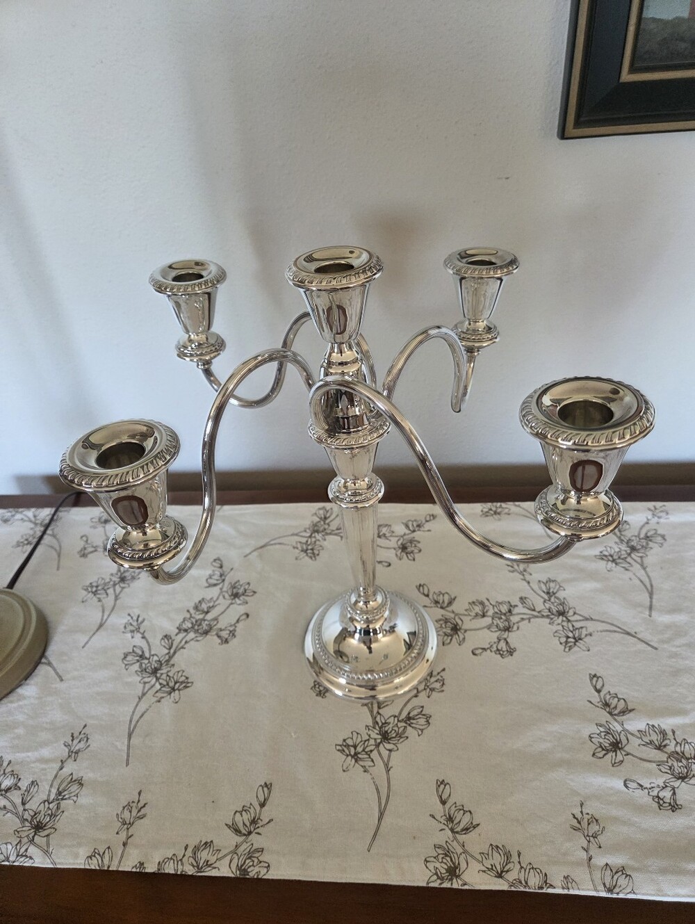 Vtg Silver Plated 5-Arm Candelabra Twisted  Weighted Base George 11 Poole Silver